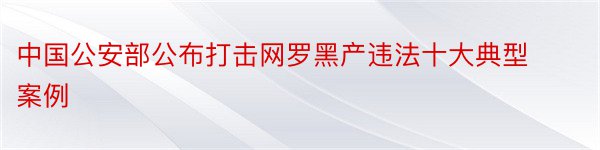 中国公安部公布打击网罗黑产违法十大典型案例