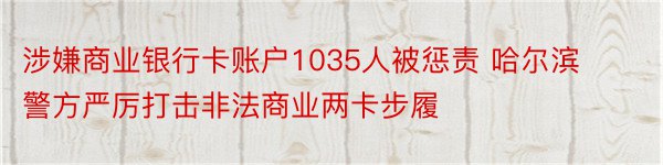 涉嫌商业银行卡账户1035人被惩责 哈尔滨警方严厉打击非法商业两卡步履