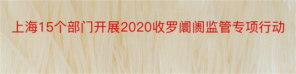 上海15个部门开展2020收罗阛阓监管专项行动