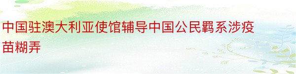 中国驻澳大利亚使馆辅导中国公民羁系涉疫苗糊弄